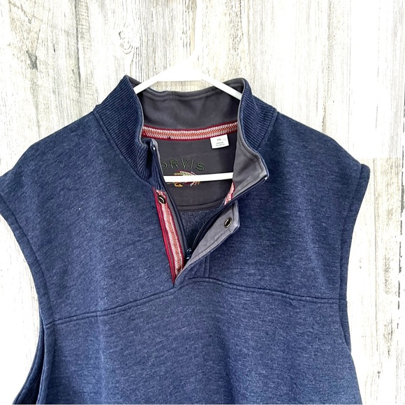 Orvis Men’s 1/4 Zip & Snap Closure Pullover Vest Size XXL In Blue - Picture 4 of 5